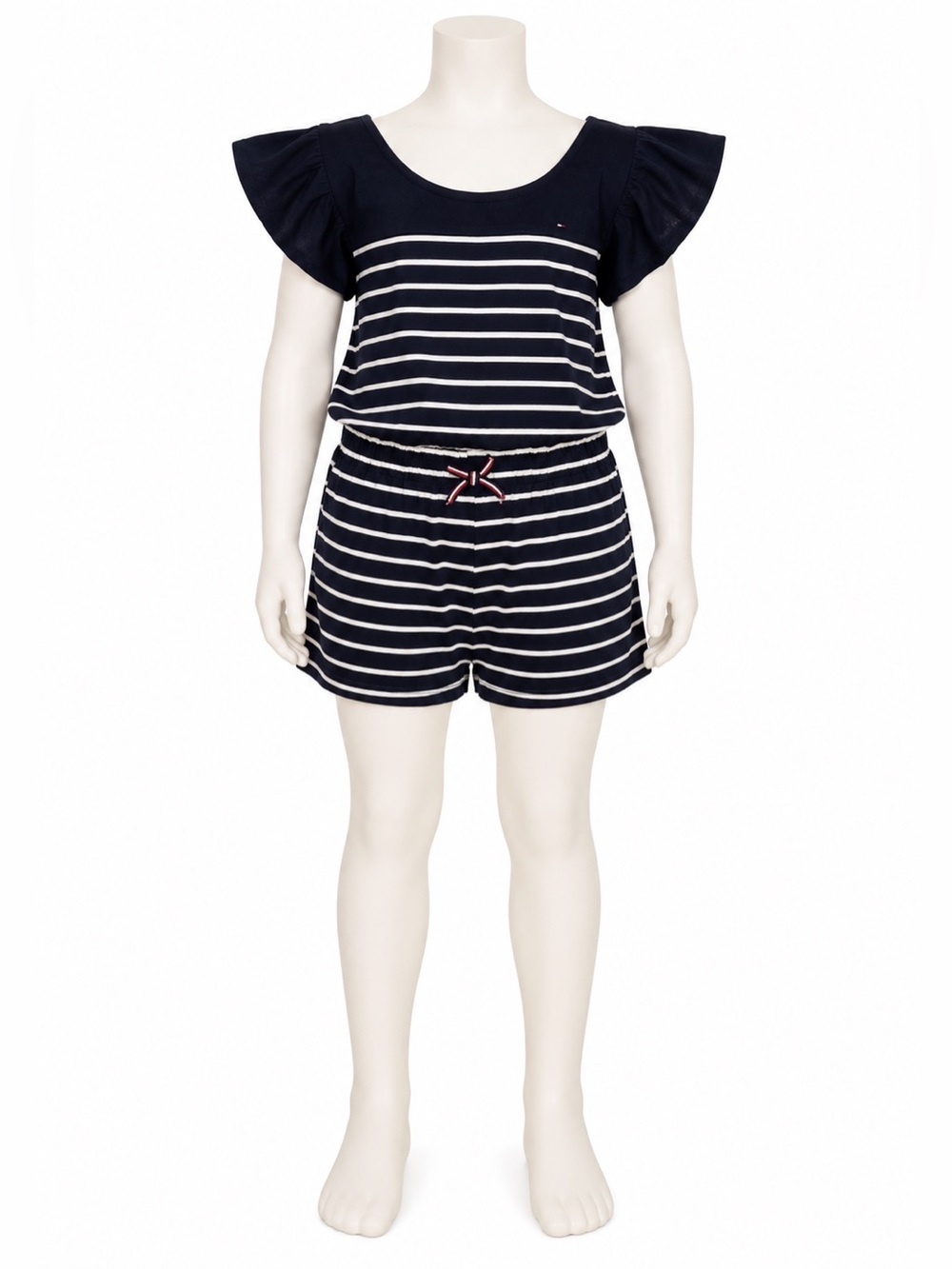 NWT young girls Tommy Hilfiger size large 12/14 romper Navy blue & White Strip